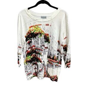 Joseph A Quarter Sleeve Print Sweater Size Large